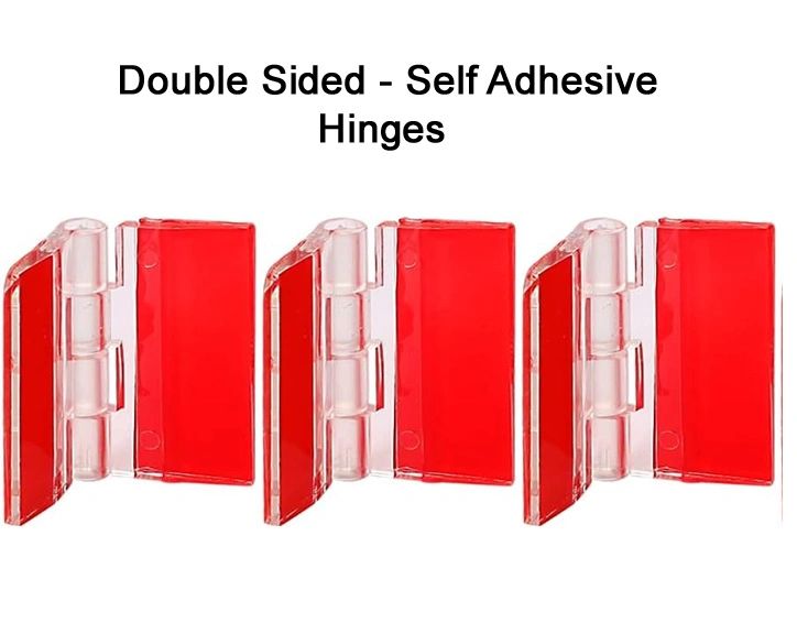(3) Acrylic Self Adhesive Hinges Hard Plastic Double Sided Taped
